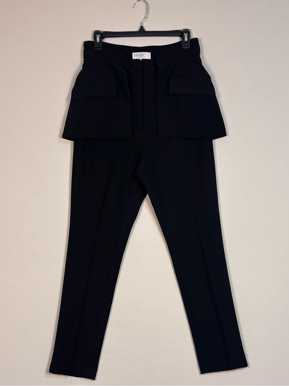 House of CB Alicia Black Peplum Overlay Tapered Pants Size Medium